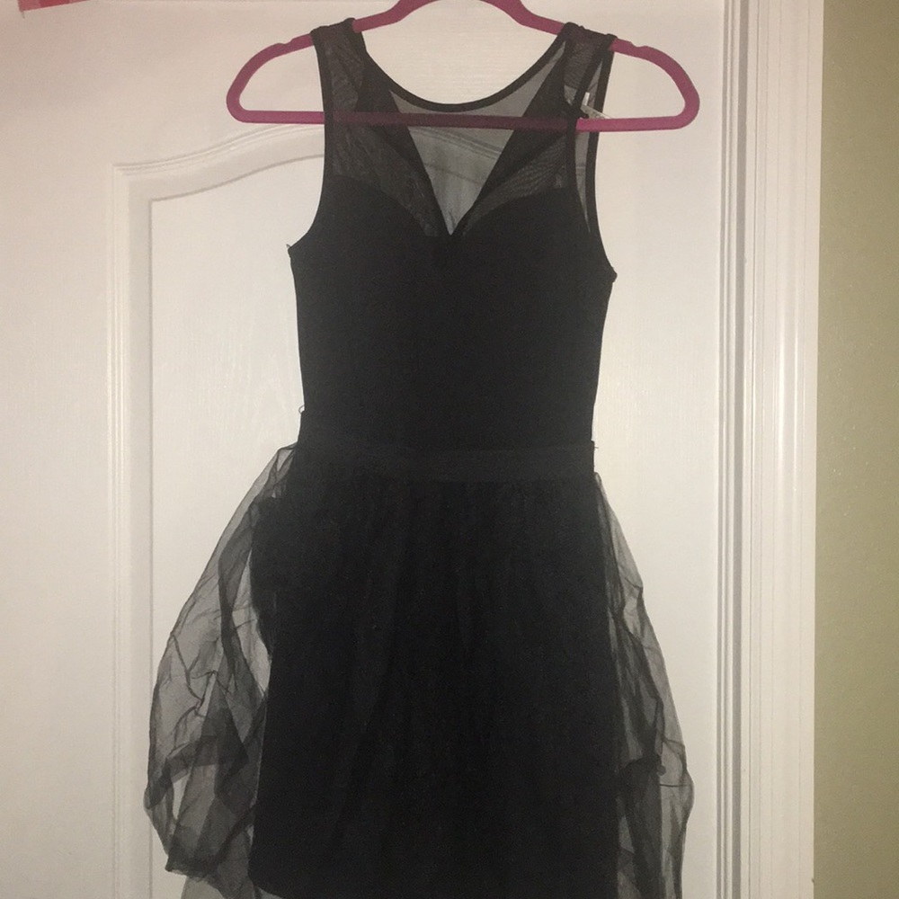 Fitted black dress with tulle Sz Med